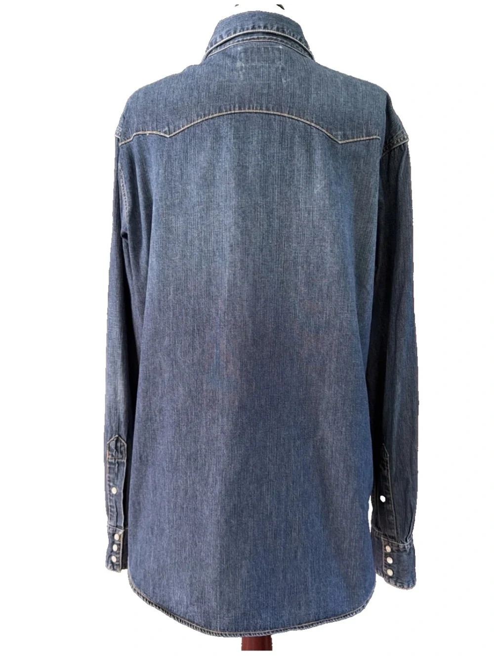 Polo Ralph Lauren Authentic Dungarees Pearl Snap Western Denim Shirt Size LG 90s